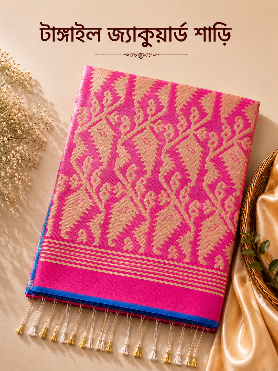 WhatsApp Image 2026-08-22 at 1.56.35 PM (1) Tangail Jacquard Saree - Image 1