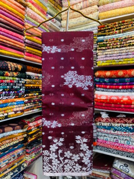 Half Silk Jamdhani Sharee Brown